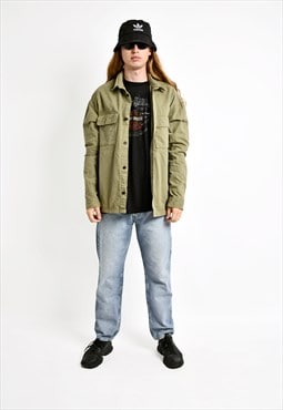 Vintage Tommy Jeans camo jacket oversized over shirt khaki