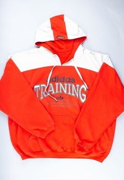 80's Red Adidas Training Embroidered Big Logo Hoodie - B1500