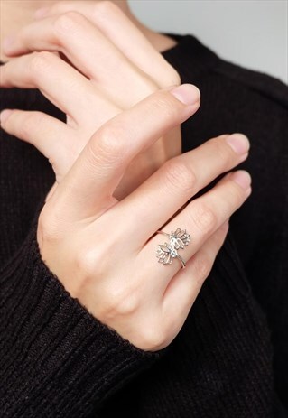 DOUBLE LOTUS FLOWER STERLING SILVER RING