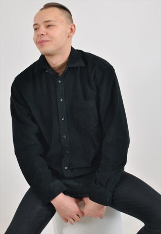 VINTAGE 90'S CORDUROY SHIRT IN BLACK