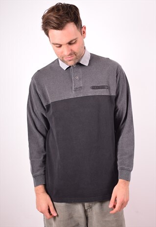 HUGO BOSS MENS VINTAGE POLO SHIRT MEDIUM BLACK 90S