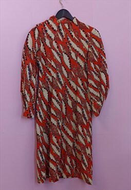 Vintage 1970s long sleeve patterned dress