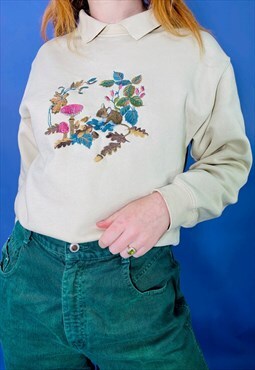 Vintage Mushroom Woodland Cottagecore Embroidered Sweatshirt