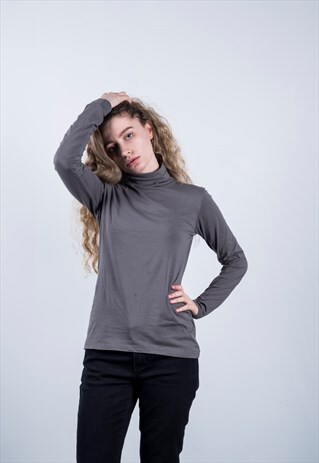 VINTAGE GREY TURTLE NECK JUMPER