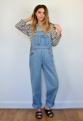 VINTAGE 90S BLUE DENIM LONG DUNGAREES OVERALLS