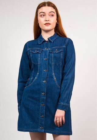 VINTAGE BLUE DENIM SHIRT DRESS