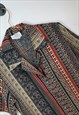 VINTAGE 70S PAISLEY PRINT BLOUSE BLACK RED