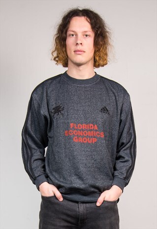 VINTAGE 90'S ADIDAS SPORTS GREY SWEATSHIRT JUMPER