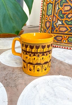 Vintage Indian Bohemian Print Mustard Mug