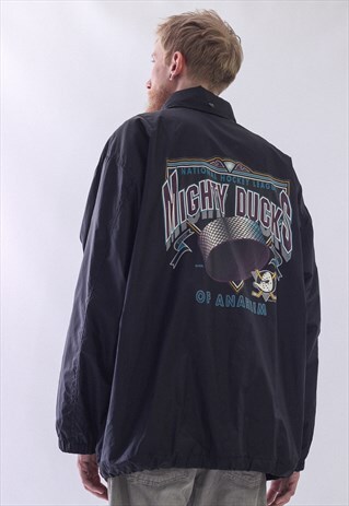 VINTAGE MENS MIGHTY DUCKS NHL BIG LOGO WINDBREAKER JACKET
