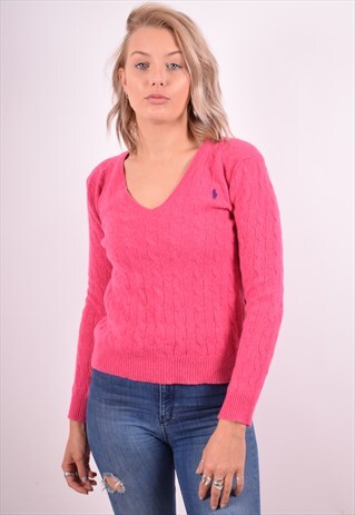 POLO RALPH LAUREN WOMENS VINTAGE JUMPER SWEATER LARGE PINK 9