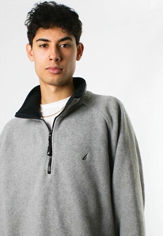 VINTAGE NAUTICA 1/4 ZIP FLEECE SWEATSHIRT, GREY