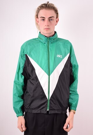 ASICS MENS VINTAGE RAIN JACKET MEDIUM MULTI 90S
