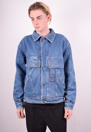 MENS VINTAGE DENIM JACKET LARGE BLUE 90'S