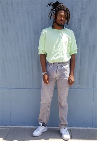 80S 90S HIGH RISE 501 BUTTON FLY WELL WORN GREY JEANS