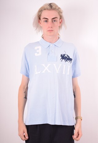 POLO RALPH LAUREN MENS VINTAGE POLO SHIRT LARGE BLUE 90S