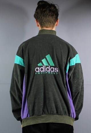 VINTAGE ADIDAS EQUIPMENT VELOUR TRACK JACKET WINDBREAKER IN