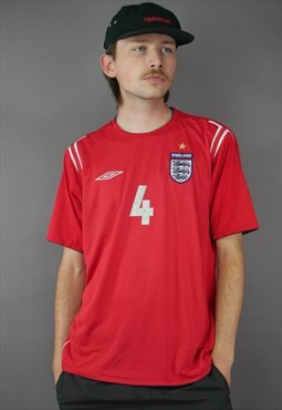 Vintage Umbro England Football Top in Red with Logo