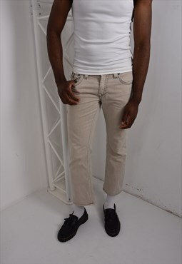 Sand Brown Jeans Low Rise Cotton Denim