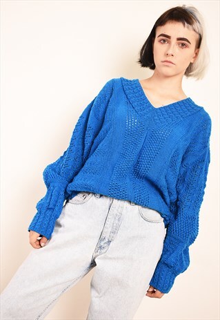 80'S RETRO CHUNKY STRETCH KNIT MOMS JUMPER