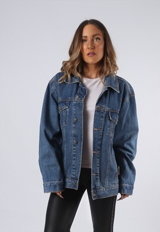VINTAGE DENIM JACKET OVERSIZED FITTED UK 14 - 16 LARGE (GOAN