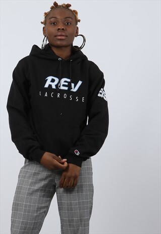 VINTAGE CHAMPION SMALL BLACK COLLEGE HOODIE