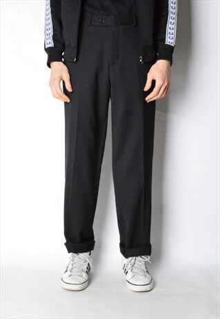 VINTAGE 90S BLACK MINIMALIST WOOL BLEND PANTS