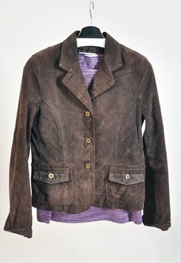 Vintage 00s suede leather blazer jacket in brown