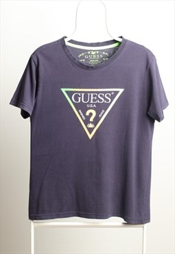 Vintage Guess Crewneck Logo T-shirt Navy Size M