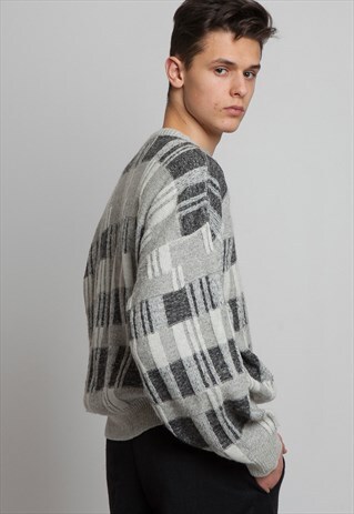 VINTAGE GREY FOUR SEASONS ROUND NECK KNIT JUMPER