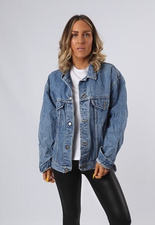 DENIM JACKET OVERSIZED FITTED VINTAGE UK 16 (34F)