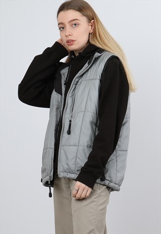 VINTAGE EDDIE BAUER MEDIUM GREY PADDED GILLET JACKET