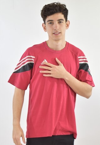 VINTAGE RED ADIDAS 90S SPORTS T SHIRT