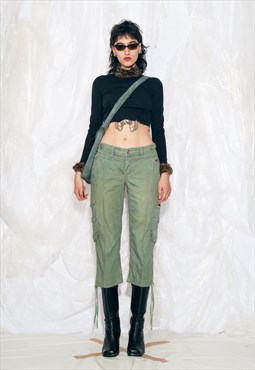 Vintage Y2K Reworked Cargo Trousers in Moss Green