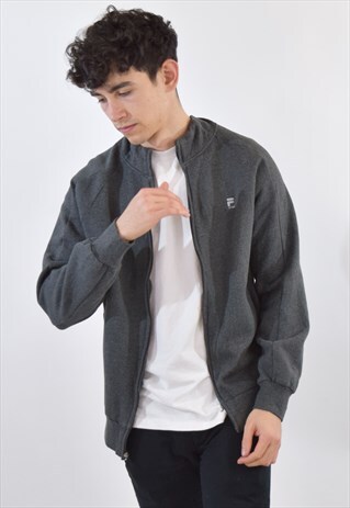 VINTAGE 90S GREY FILA SPORT ZIP UP SWEATSHIRT
