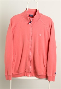 Vintage Champion Zip up Logo Sweatshirt Pink 