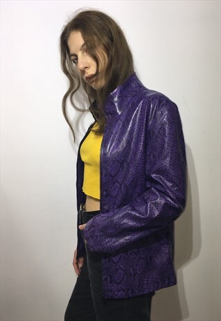 VINTAGE 90' OLDSCHOOL UNIQUE LEATHER PURPLE JACKET
