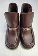 00S LOAFER BOOTS BROWN LEATHER HEELED 