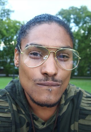 GOLD CLEAR LENS AVIATOR GLASSES