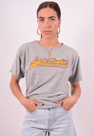 CHAMPION WOMENS VINTAGE LATE NIGHT T-SHIRT TOP LARGE GREY 90