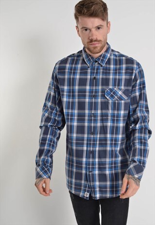VINTAGE TIMBERLAND LONG SLEEVE CHECK SHIRT BLUE