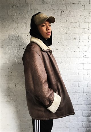 SHEARLING JACKET/COAT WITH FLEECE LINING (1990'S/MENS)
