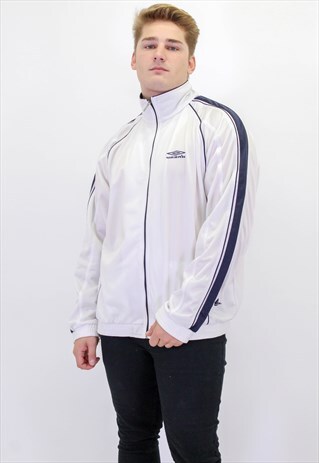 VINTAGE UMBRO SHELL JACKET IN WHITE