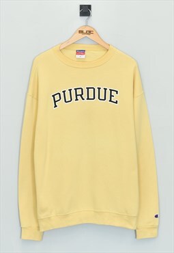 Vintage Champion Purdue Sweatshirt Yellow XLarge