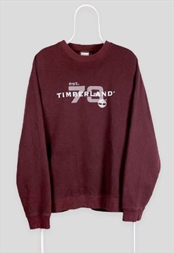 Vintage Timberland Brown Sweatshirt Spell Out Embroidered L