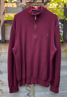 Polo Ralph Lauren burgundy 1/4 zip knit jumper XL