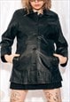 VINTAGE LEATHER JACKET 90S BOXY FIT COAT IN BLACK