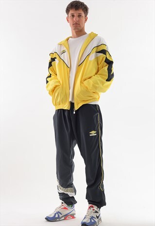 VINTAGE UMBRO JACKET AND PANTS 90S YELLOW BLACK