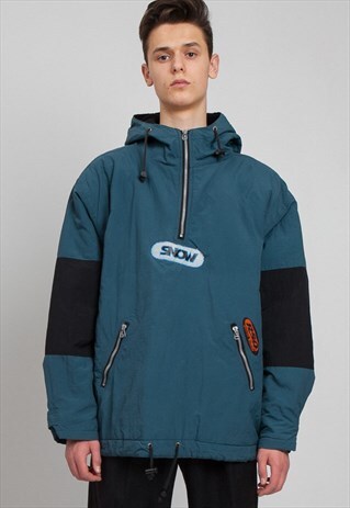 VINTAGE BLUE BLACK RSQ 1/4 ZIP PULLOVER JACKET