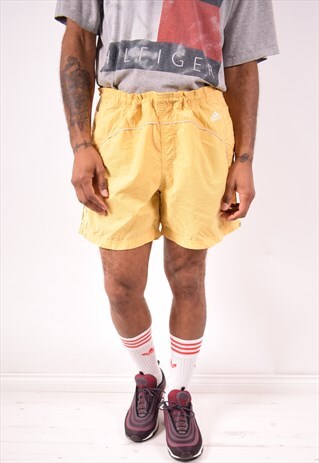 ADIDAS MENS VINTAGE SHORTS LARGE YELLOW 90S